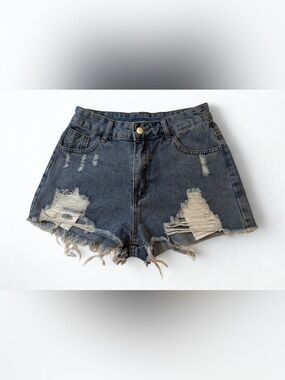 Distressed blue Denim Short Shorts - Women size XS